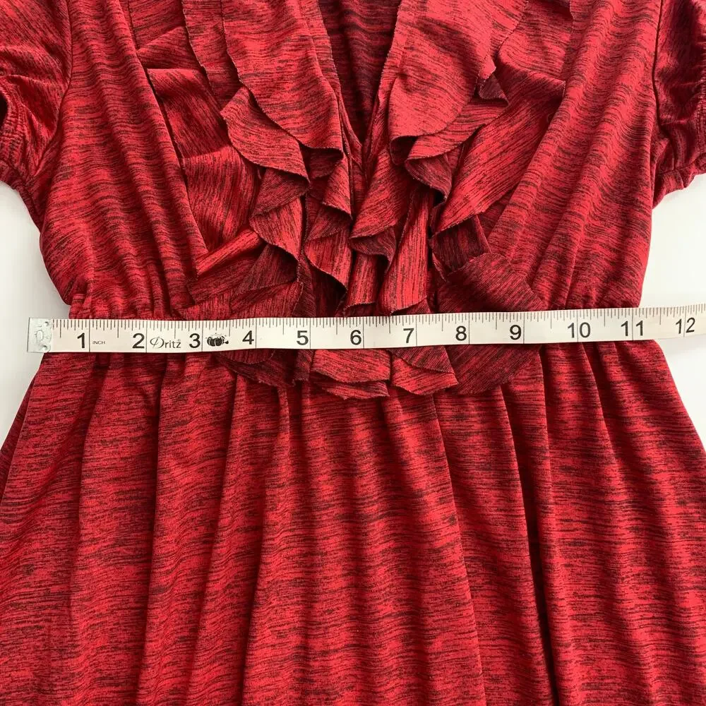 SPECKLESS Red Short Sleeve Ruffle Mini Dress Small - Picture 2 of 9